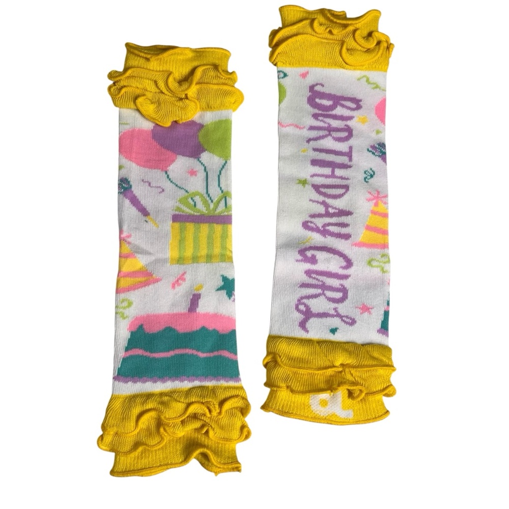 Baby Birthday Girl Leg Warmers Jambieres One Size Cake Ruffled